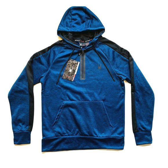 NWT Spyder Active Hoodie Sweatshirt Pullover Mens Small ProWEB Zip Fleece Lined - Picture 1 of 12